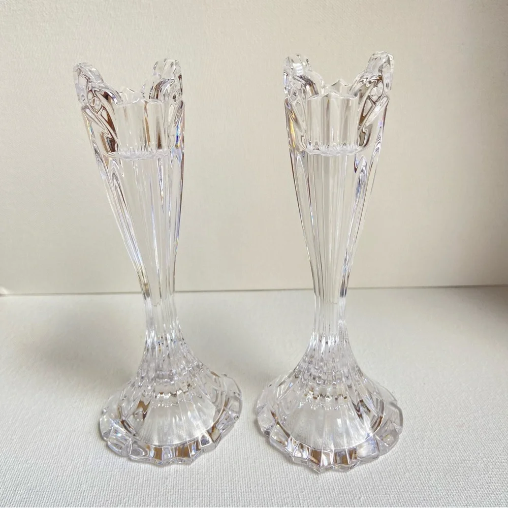Oneida Crystal Augustina clear fluted candlesticks candle holders for tapers
